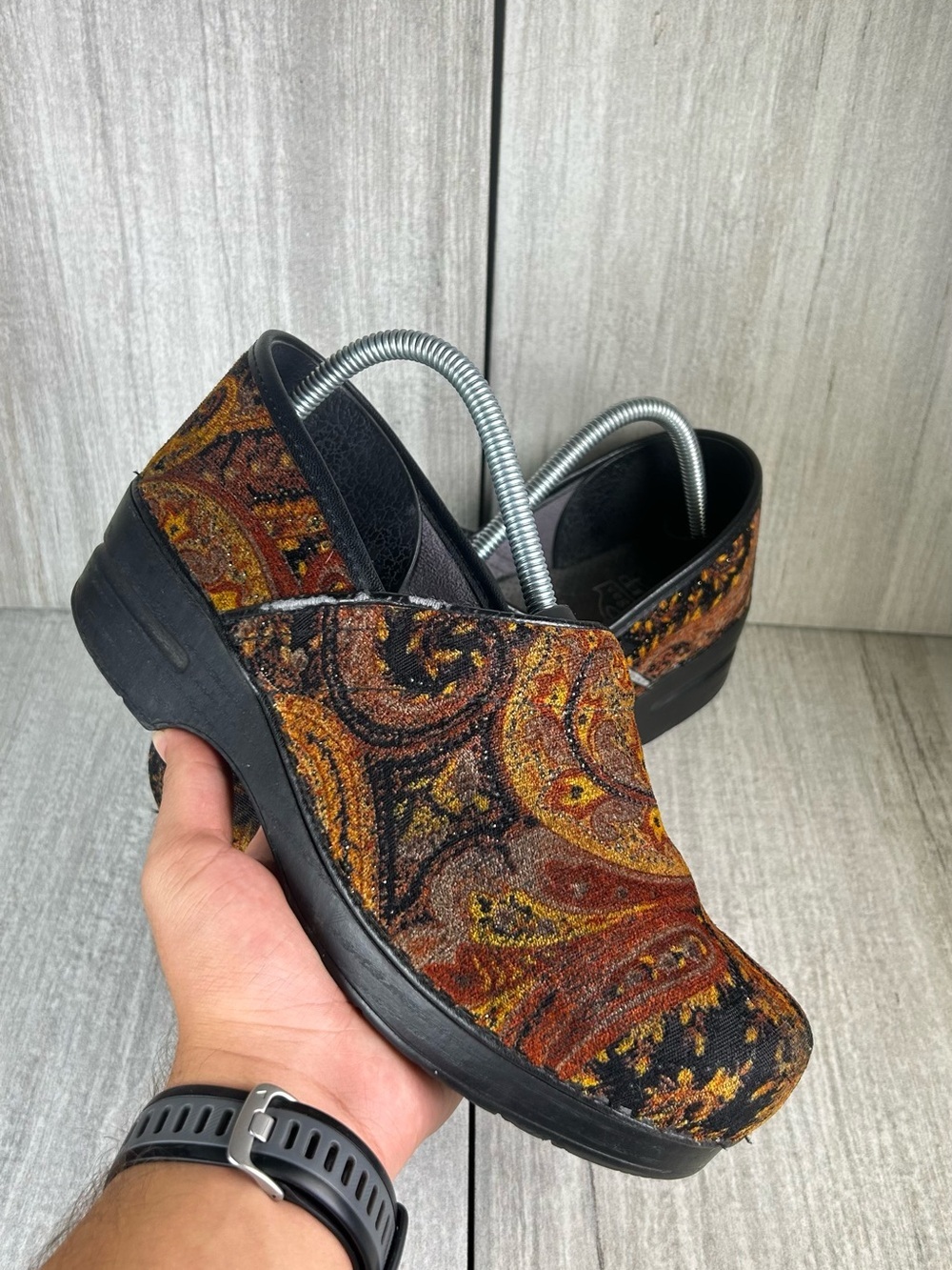 Dansko Vegan Paisley Patterned Clogs Mule Comfort Slip On Womens Size 9.5 EUR 40